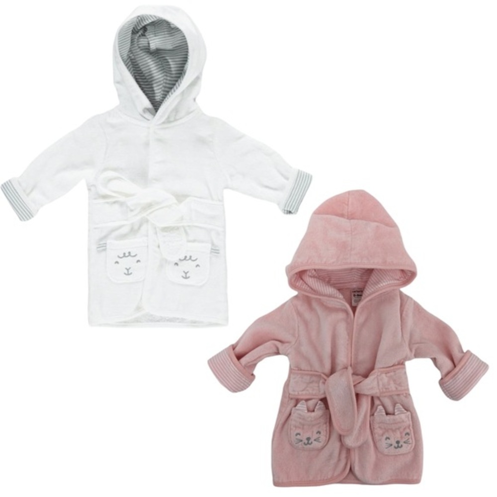 CARTERS BABY ROBES IN PINK KITTY AND WHITE SHEEP NWOT